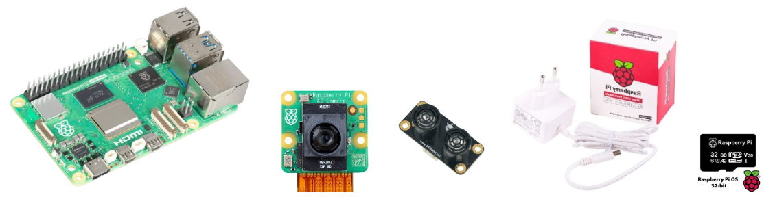 Υπολογιστής μικρού μεγέθους Raspberry pi, Κάμερα Τεχνητής Νοημοσύνης, Αισθητήρας Απόστασης, Τροφοδοτικό Raspberry Pi, Κάρτα SD
